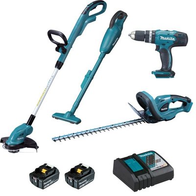 Autre - Divers Motoculture - Coupe-bordures + aspirateur + perceuse + taille-haies + batteries MAKIDLX4093