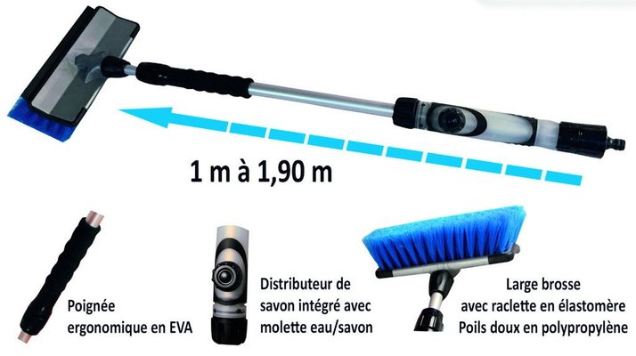 Nettoyeurs, aspirateurs - Accessoires - Balai de lavage téléscopique de 1 à 1,9 m